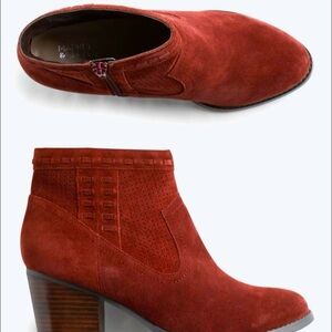 Market & Spruce Caia Heeled Suede Bootie in Burgundy